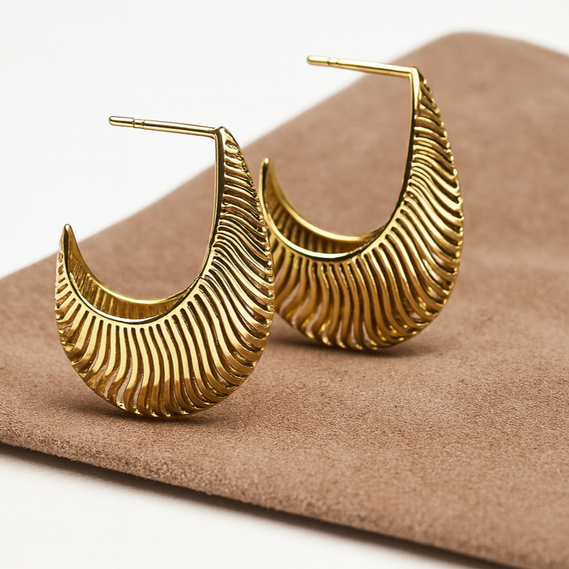 Crescent Curve Gold Earrings