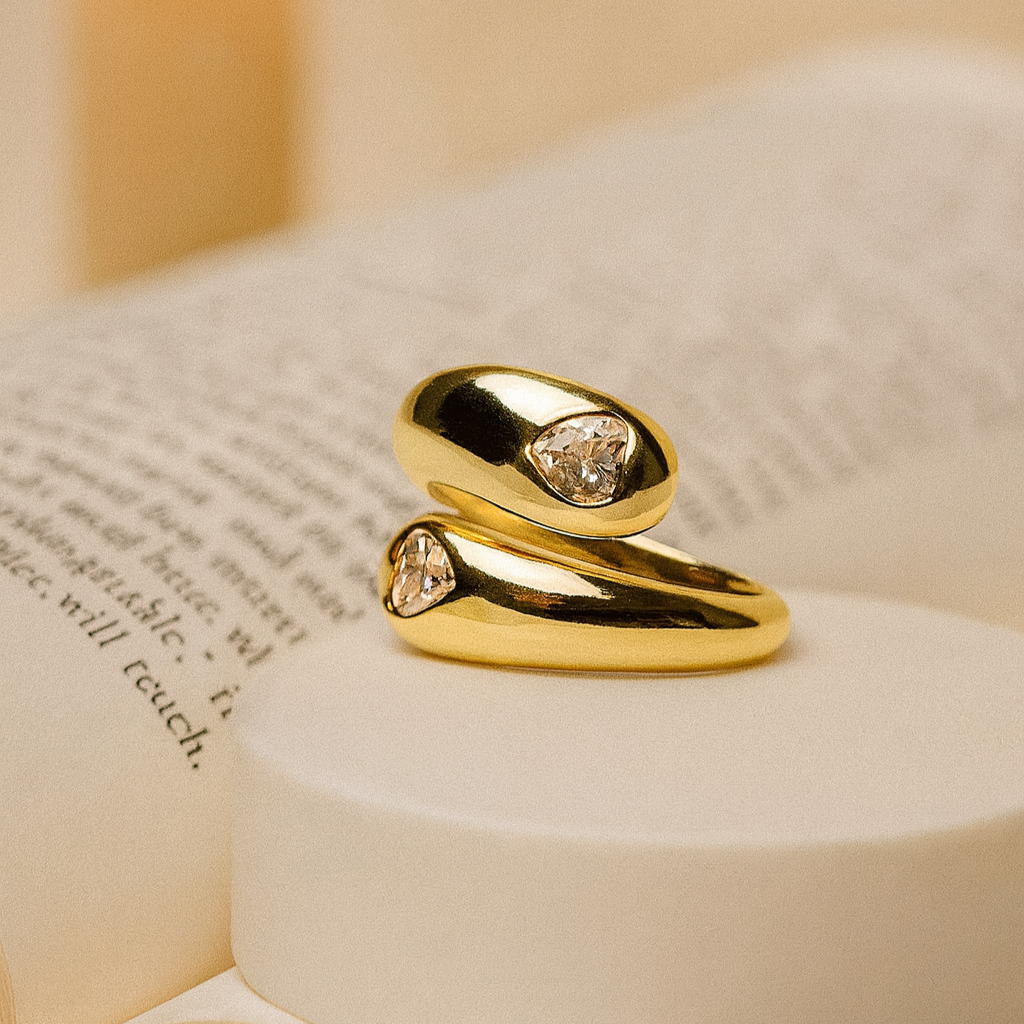 Bold Heart Gold Bypass Ring
