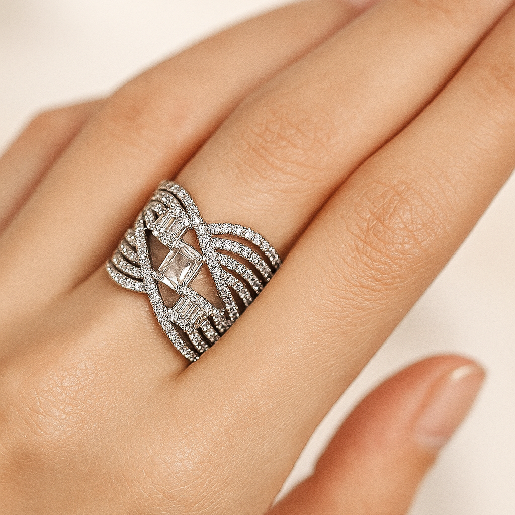 Celestia Criss-Cut American Diamond Ring