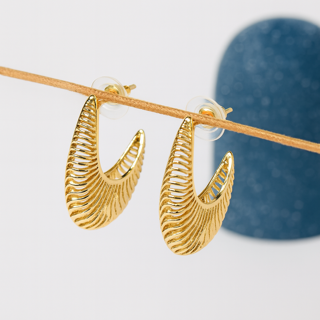 Crescent Curve Gold Earrings