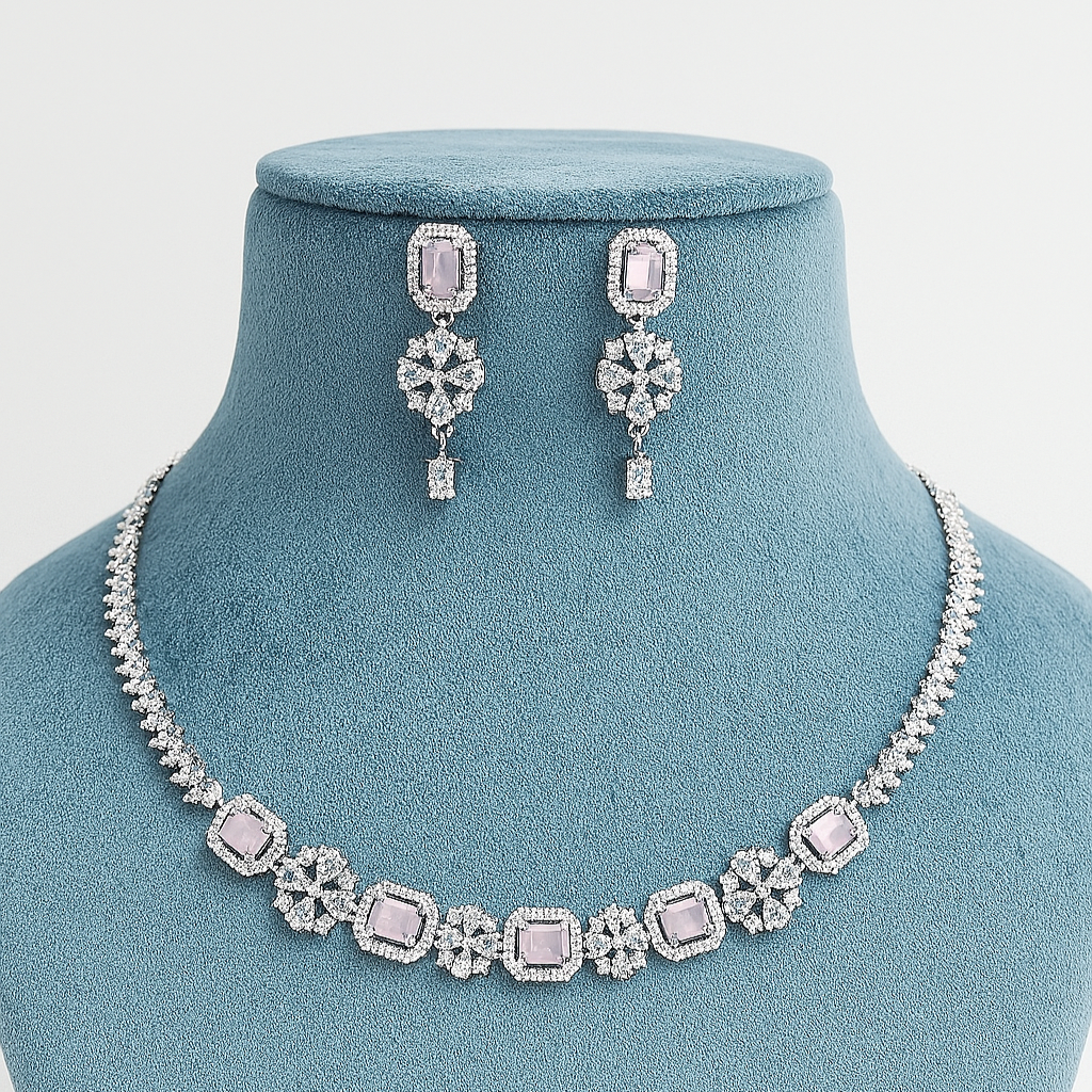 Emerald Grace – American Diamond Necklace Set