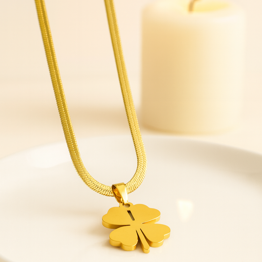 Gold Four-Leaf Clover Pendant Necklace