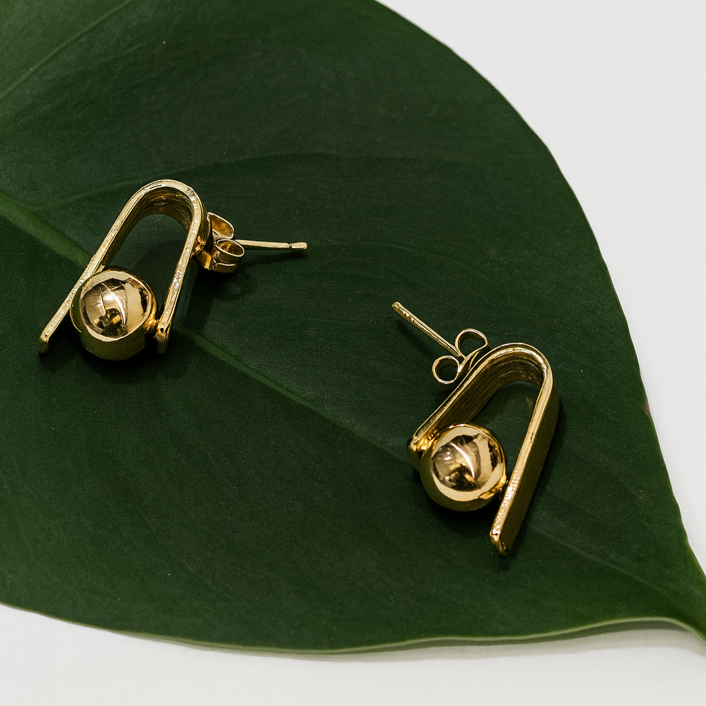 Gold Hammered Strip Dangle Earrings