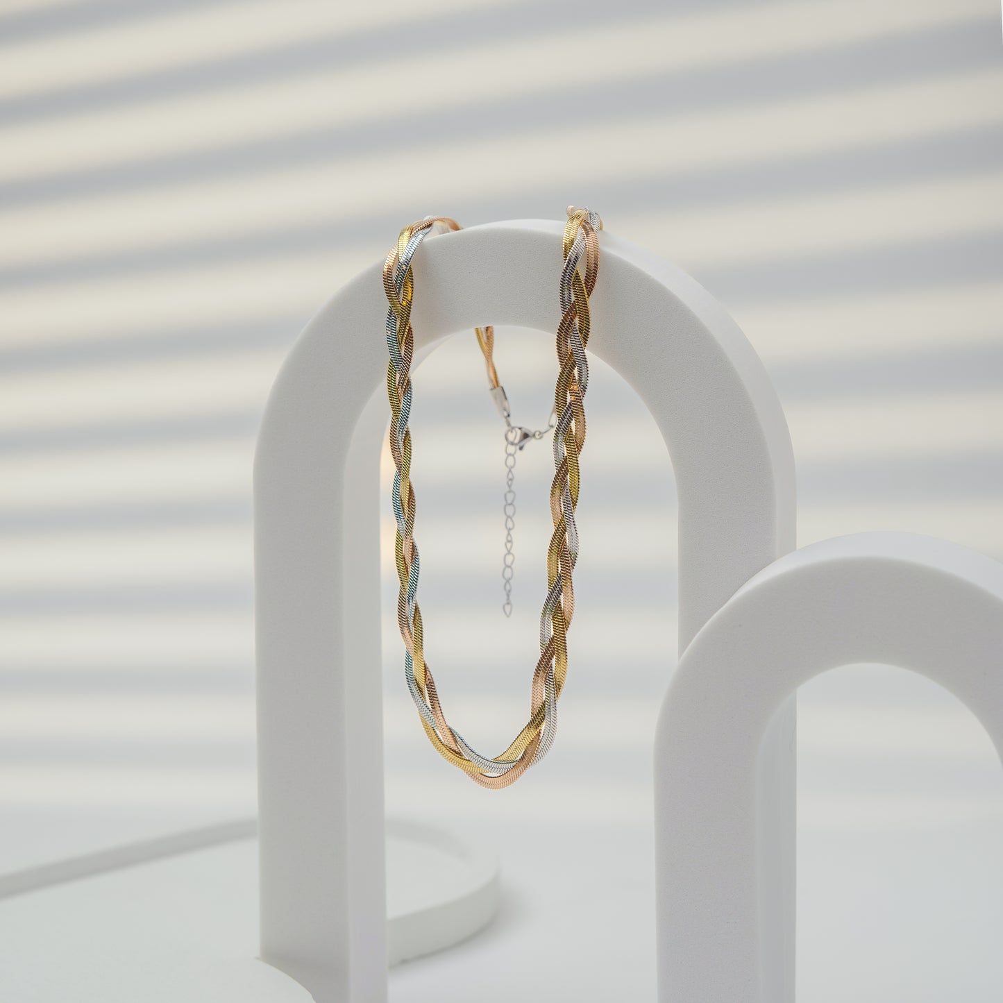 Tri-Color Braided Chain Necklace