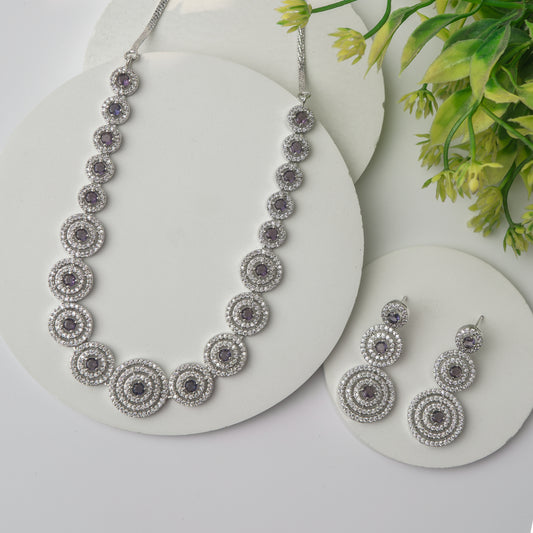 Lustrous Purple Halo Necklace & Earring Set