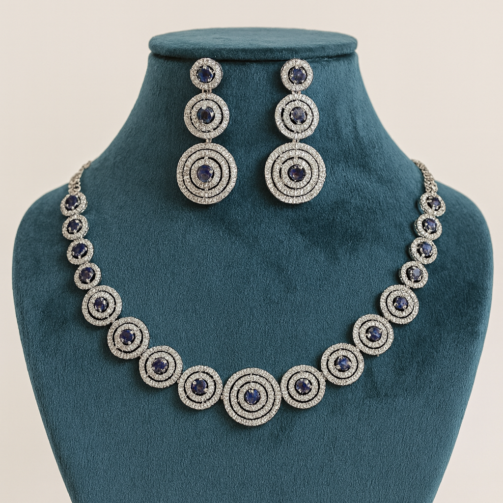 Lustrous Purple Halo Necklace & Earring Set