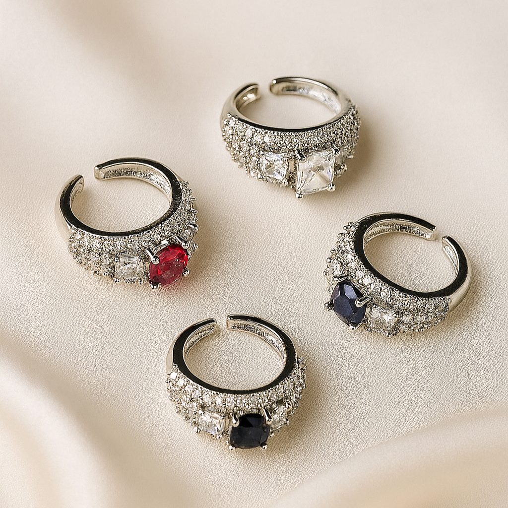 Luxe Prism –  Rectangular Crystal Ring with American Diamonds