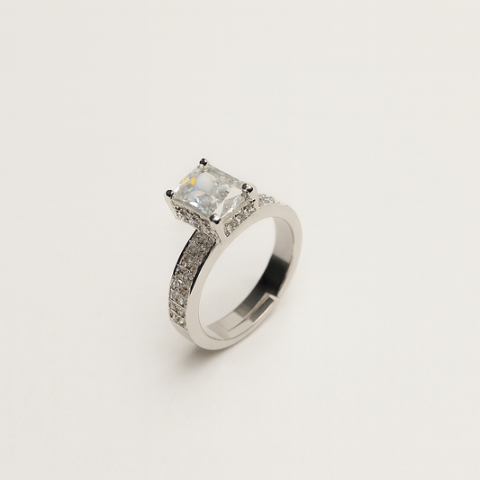 Radiant Cut American Diamond Solitaire Ring