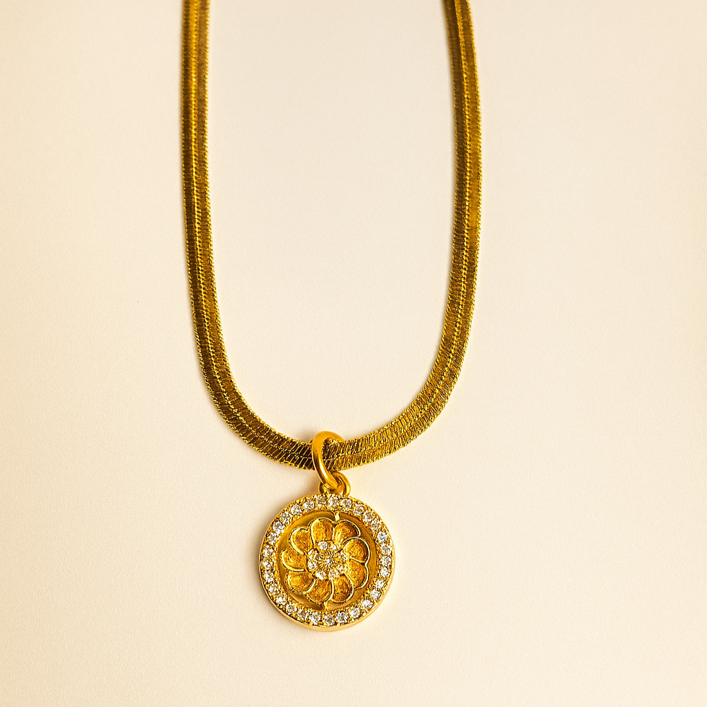 Regal Radiance Pendant Necklace- CZ Halo Charm