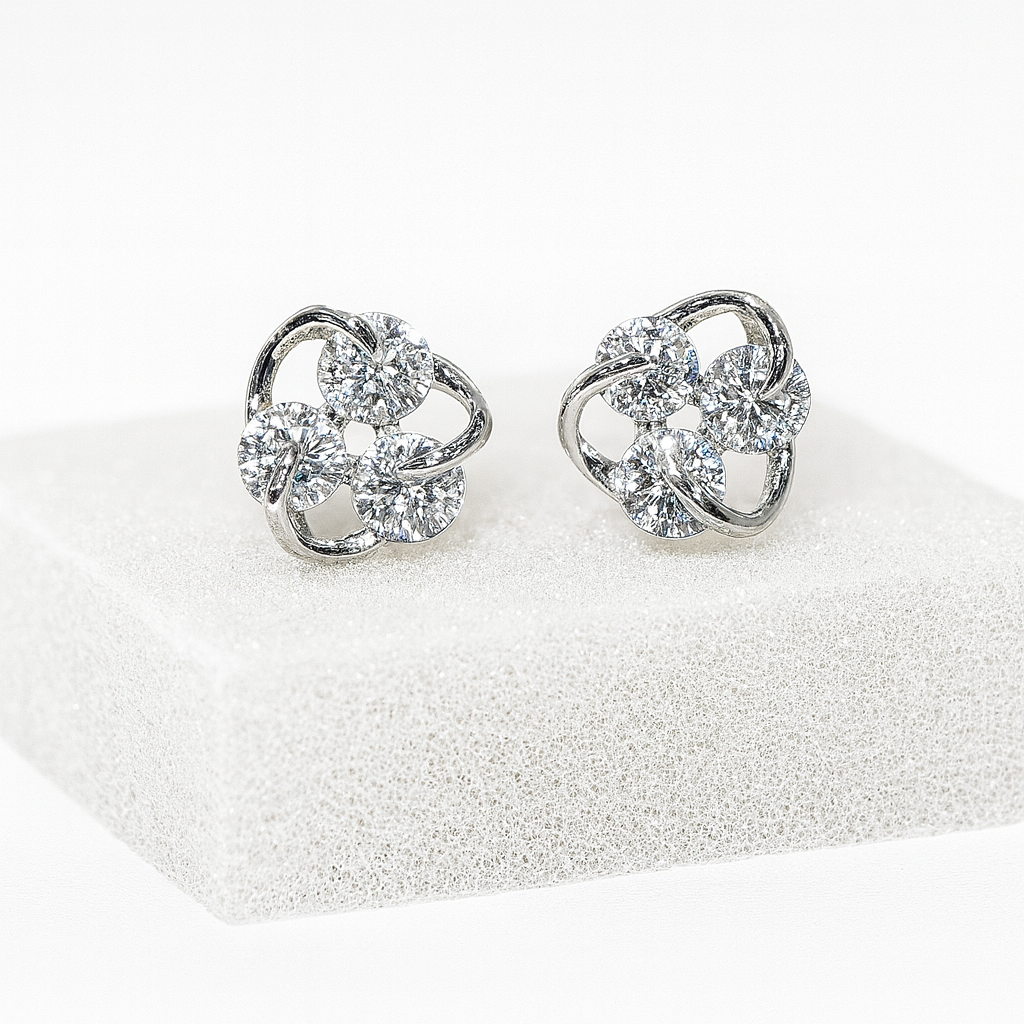 Twisted Bloom Silver Studs
